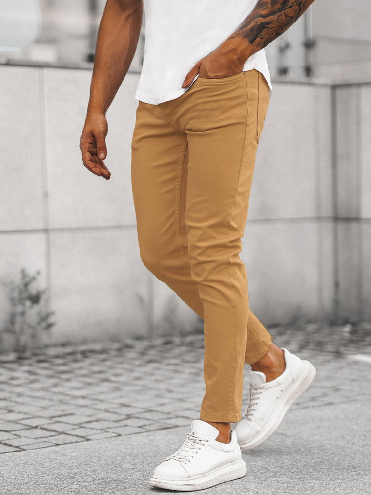 Spodnie jeansowe męskie camelowe OZONEE E/5388/01