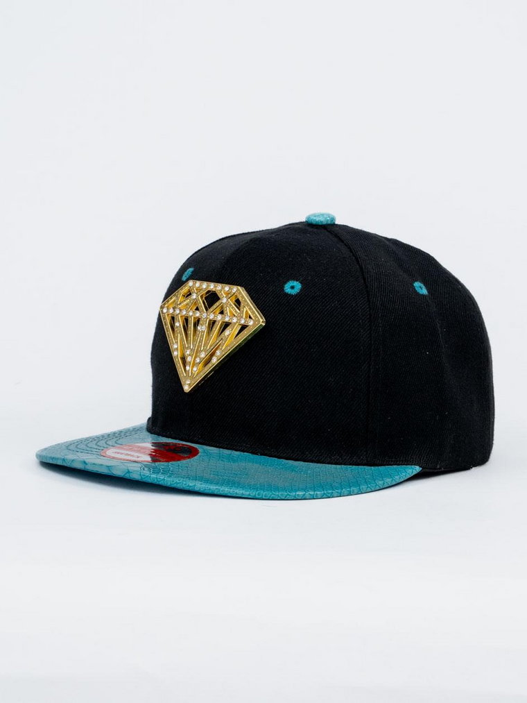 Czapka Z Daszkiem Snapback Czarno-Turkusowa Royal Blue Slick Diamond