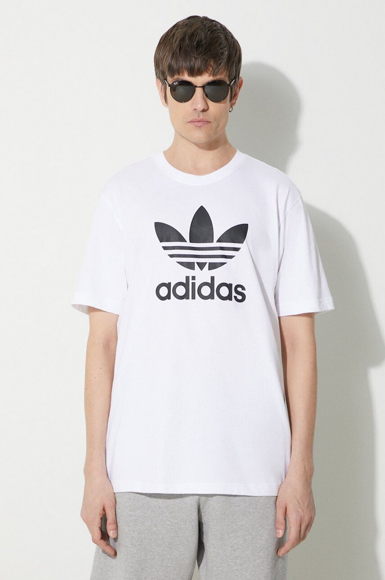 adidas Originals t-shirt bawełniany Trefoil męski kolor biały z nadrukiem IV5353