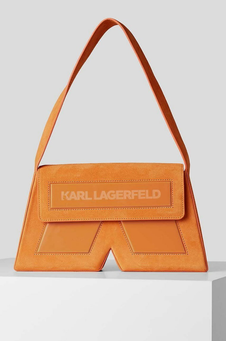 Karl Lagerfeld torebka zamszowa kolor pomarańczowy