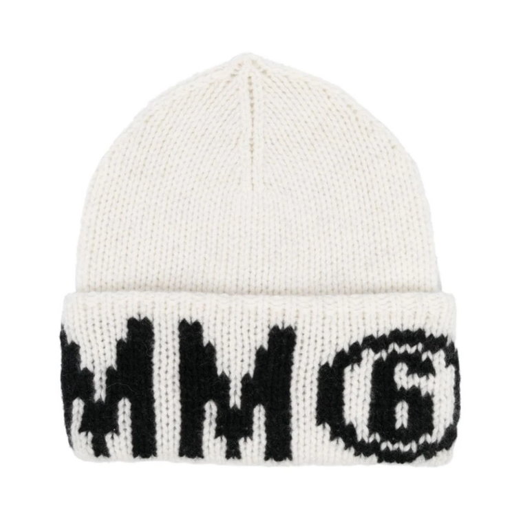 Kremowa czapka dziecięca z logo monogramem MM6 Maison Margiela