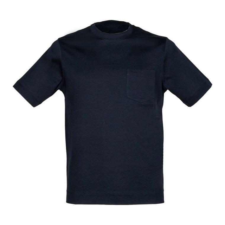Niebieski Bawełniany T-shirt z kieszenią Circolo 1901