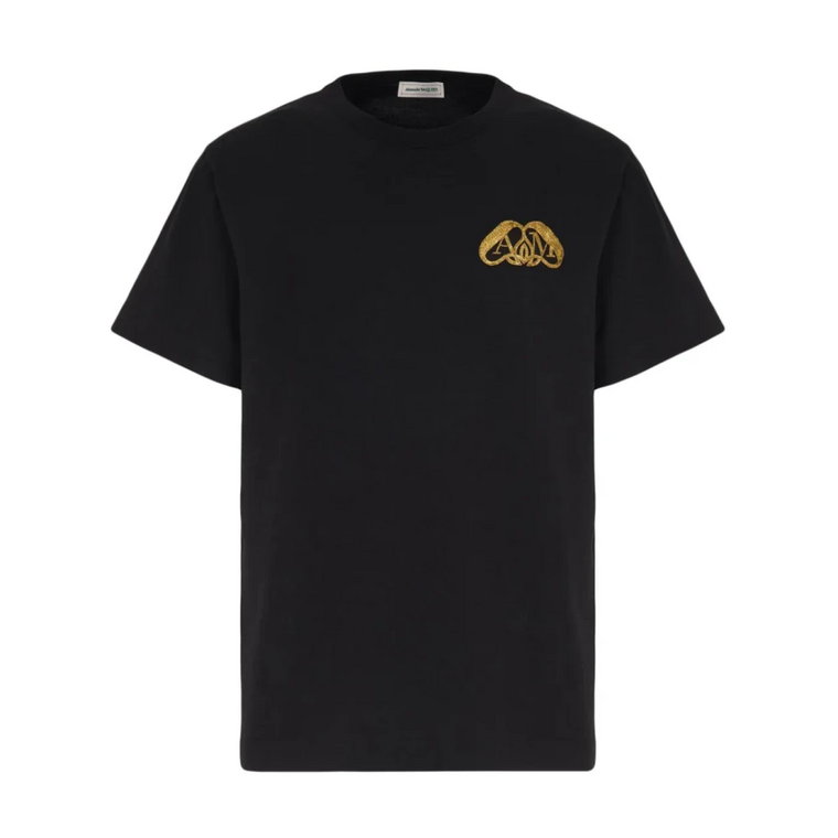 Złote Logo T-shirty i Pola Alexander McQueen