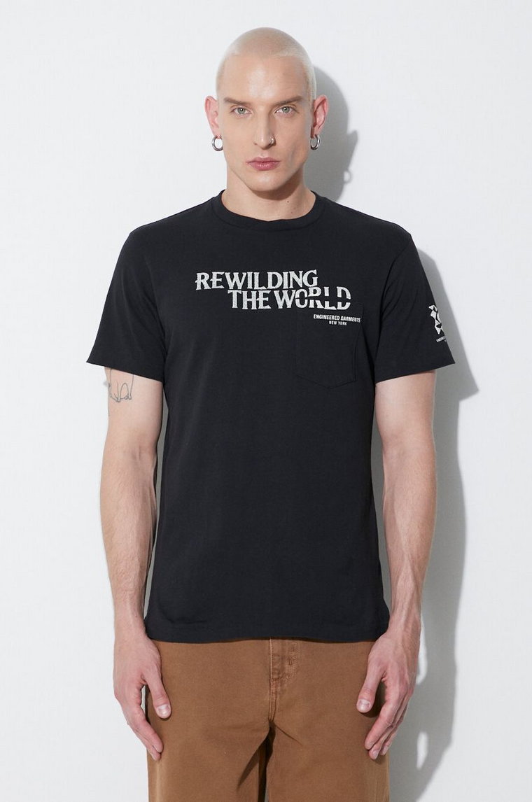 Engineered Garments t-shirt bawełniany kolor czarny 22S1H010-RP001D