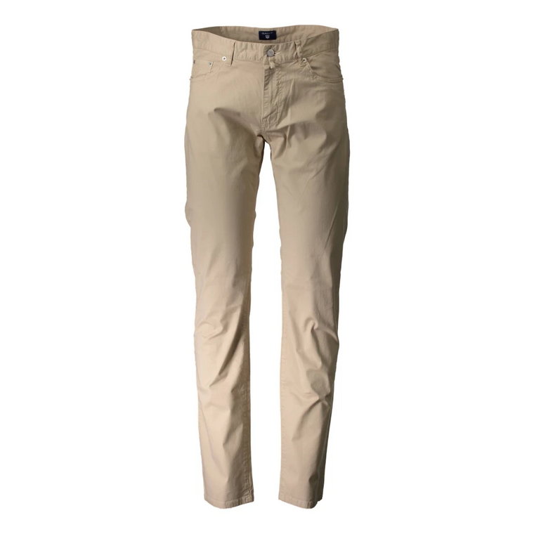 Beżowe Bawełniane Jeansy & Spodnie, 5-Kieszenie Gant