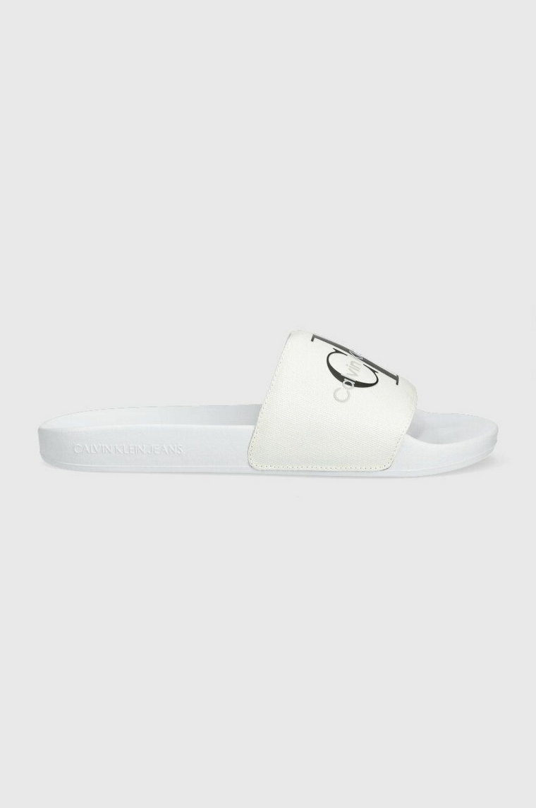 Calvin Klein Jeans klapki SLIDE MONOGRAM CO męskie kolor biały YM0YM00061