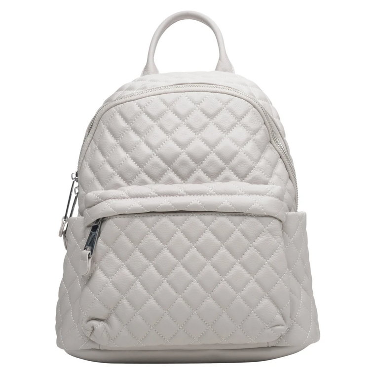 Women's Light Beige Backpack made of Quilted Genuine Leather Estro Er00111253 Estro