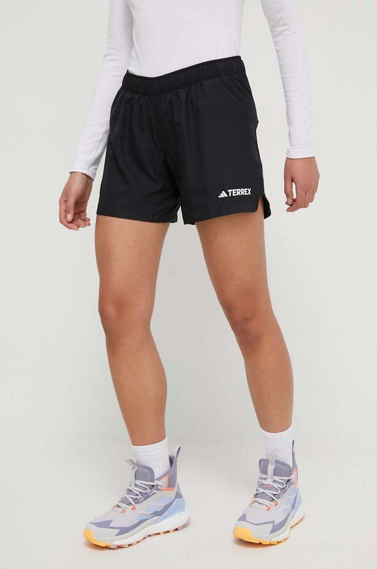 adidas TERREX szorty sportowe Multi damskie kolor czarny gładkie medium waist HZ6284