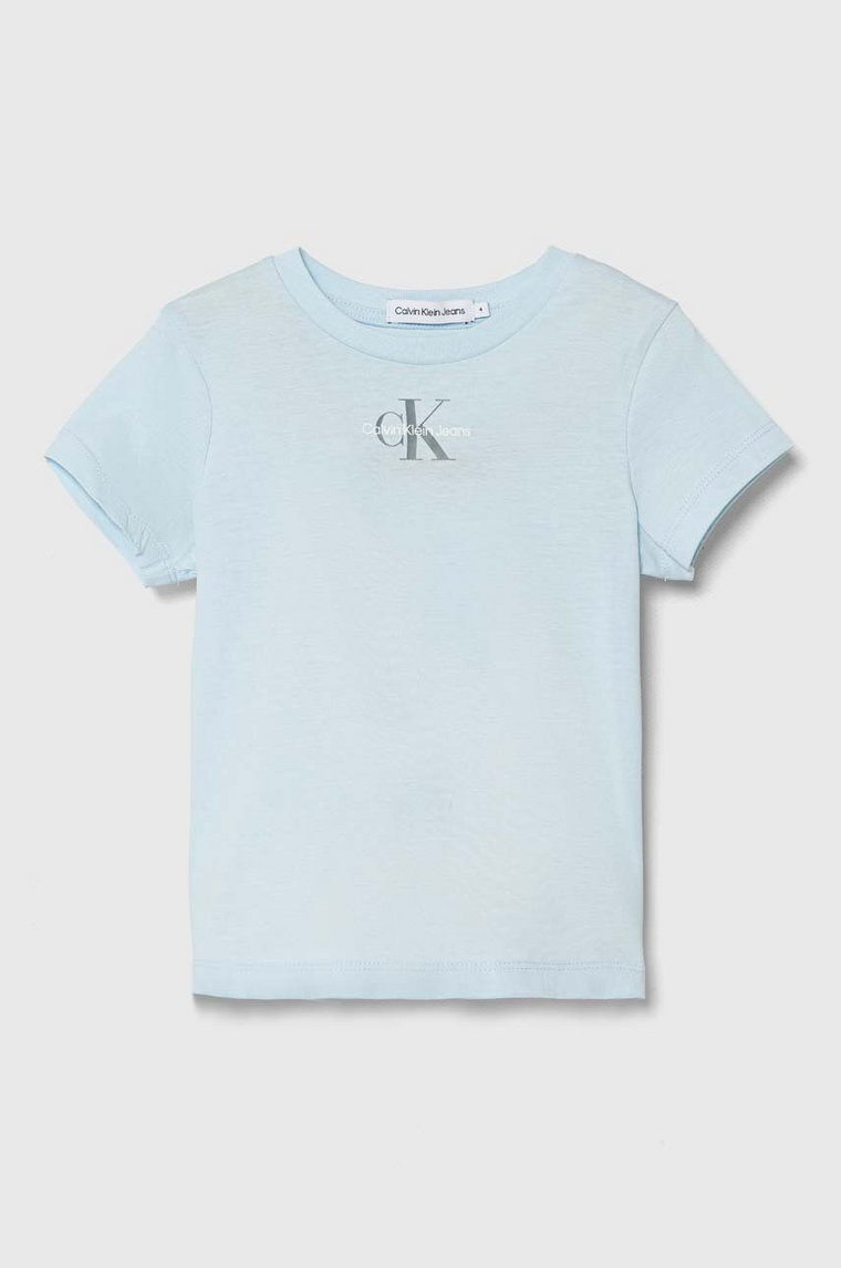 Calvin Klein Jeans t-shirt bawełniany dziecięcy kolor niebieski