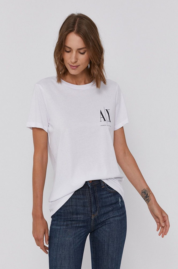 Armani Exchange t-shirt bawełniany kolor biały 8NYTFX YJG3Z NOS