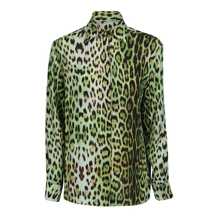 Roberto Cavalli decorates this long-sleeved shirt with an all-over leopard print. To enhance the bold look, the motif comes in an alternative green colour Roberto Cavalli