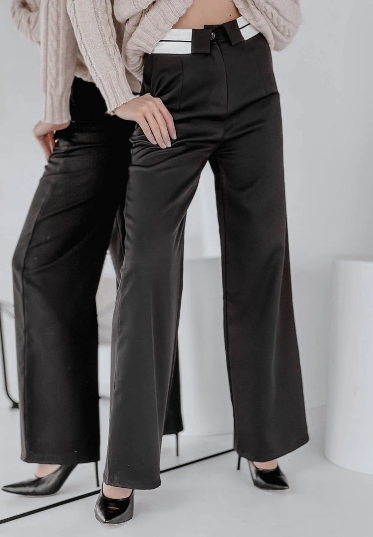 Eleganckie spodnie z wywiniętą talią Murphy czarne S