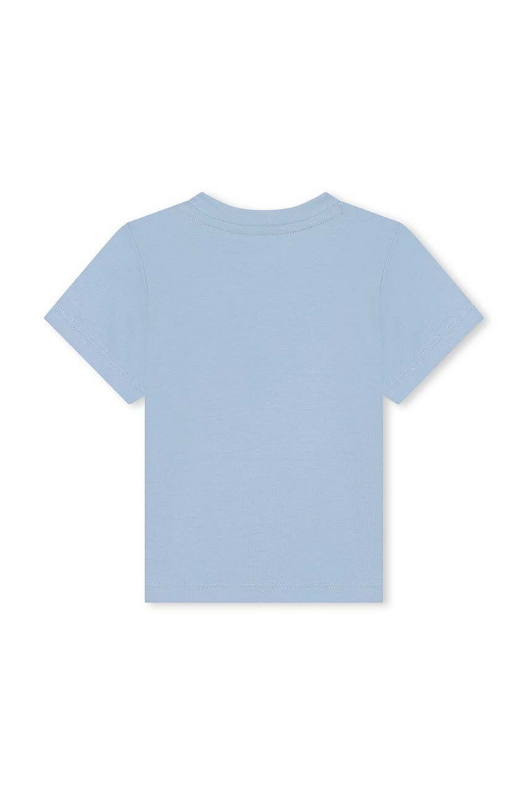 BOSS t-shirt bawełniany dziecięcy kolor niebieski z nadrukiem