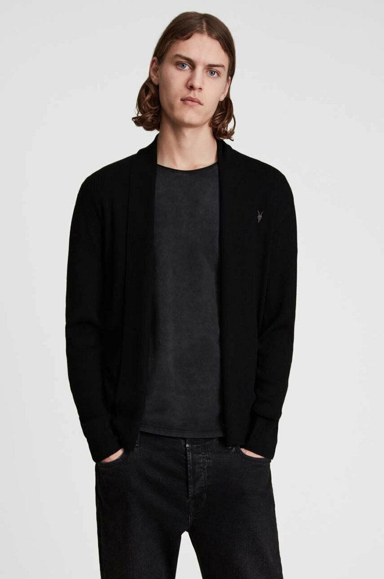 AllSaints kardigan wełniany MODE MERINO OPEN CAR kolor czarny MK002D