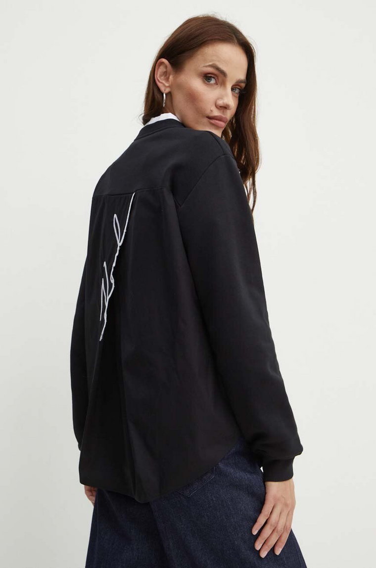 Karl Lagerfeld bluza damska kolor czarny z aplikacją 245W1814