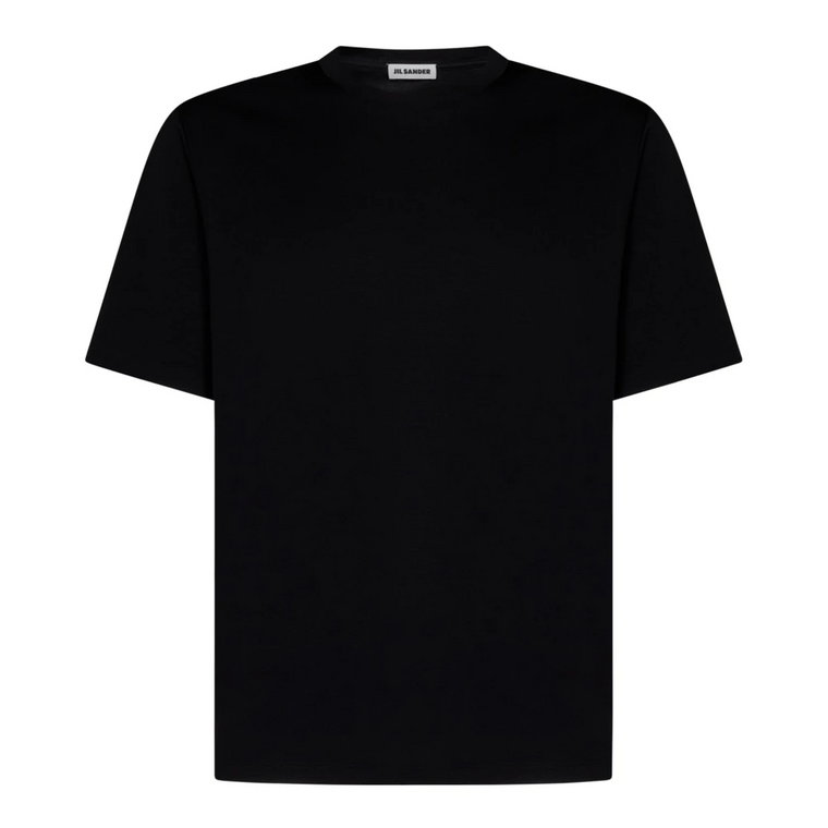 Klasyczny Czarny Bawełniany T-Shirt dla Mężczyzn Jil Sander