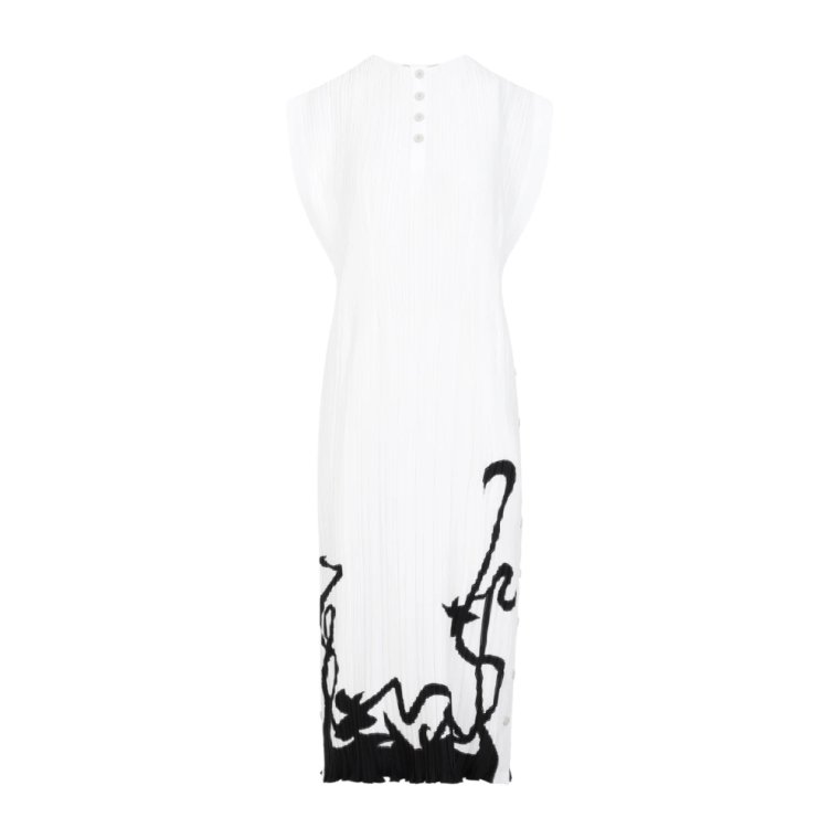 Plisowana Sukienka Midi Off White Lanvin