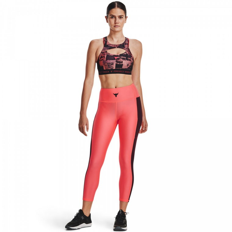 Damskie legginsy treningowe Under Armour Project Rock UA HG Ankle Lg - koralowe