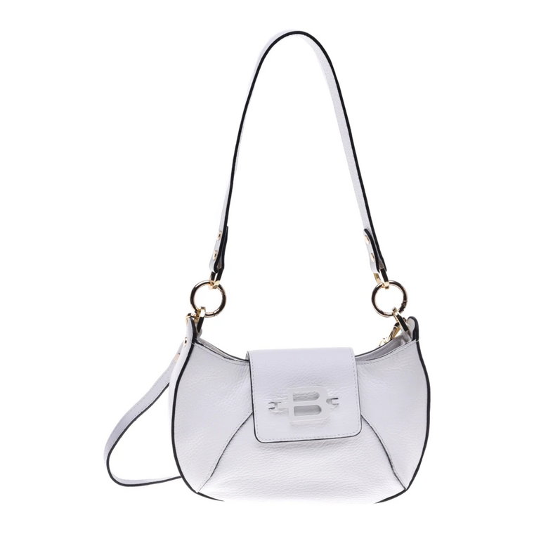 Shoulder bag in white tumbled leather Baldinini