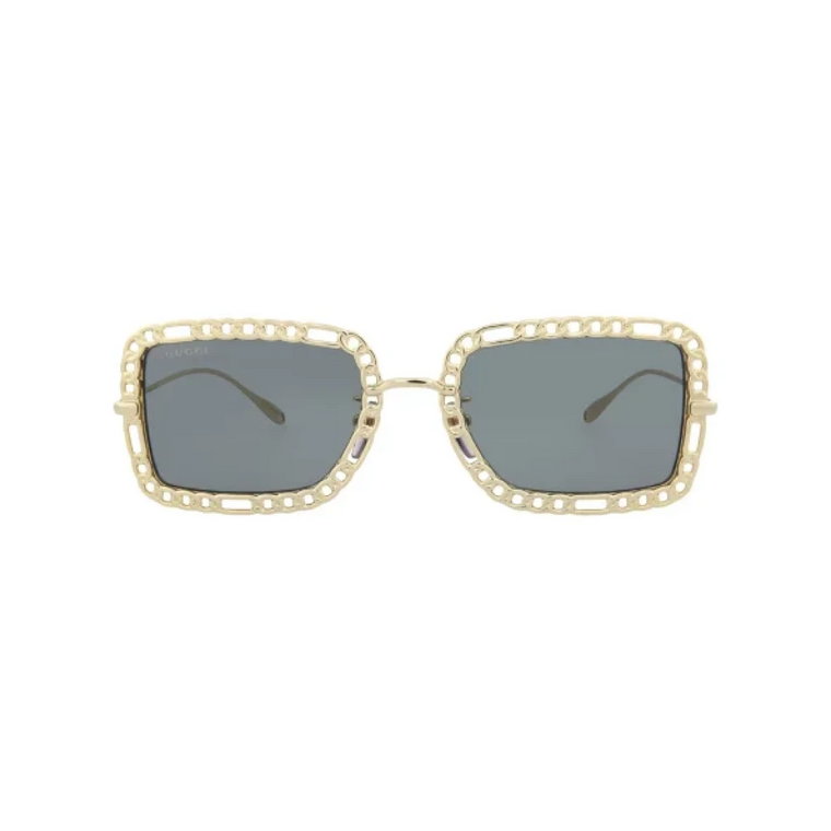 Złote Metalowe Okulary Przeciwsłoneczne dla Kobiet Gucci
