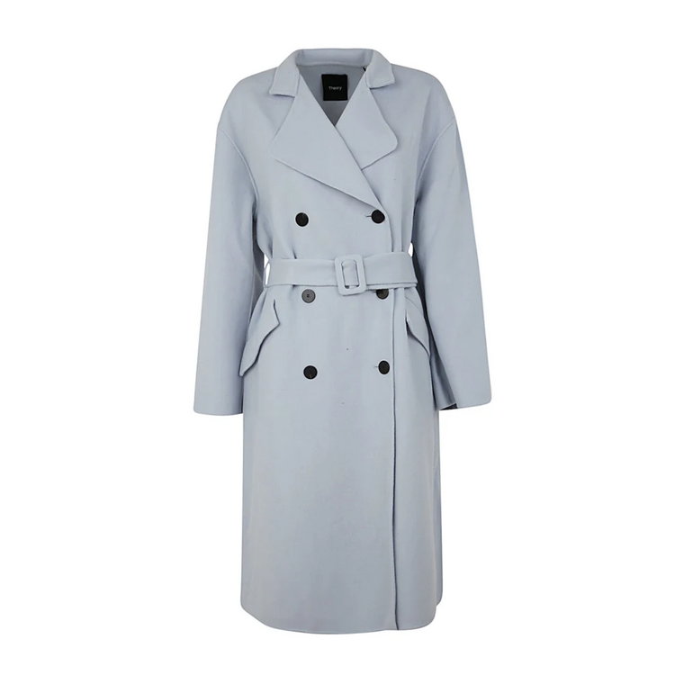 Wool Double Breasted Belted Coat Theory