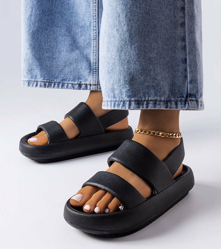 Czarne klapki typu sandały Émond