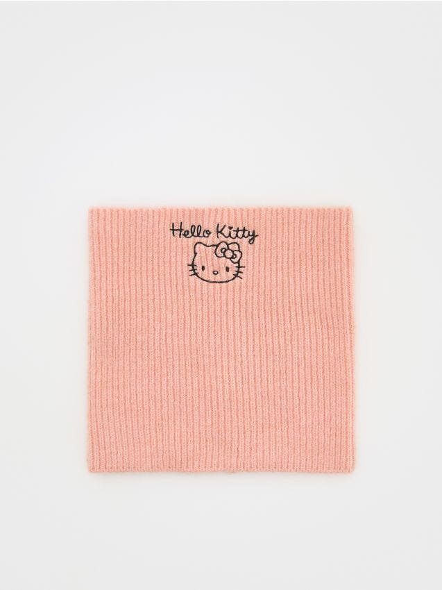 Reserved - Komin z haftem Hello Kitty - brzoskwiniowy