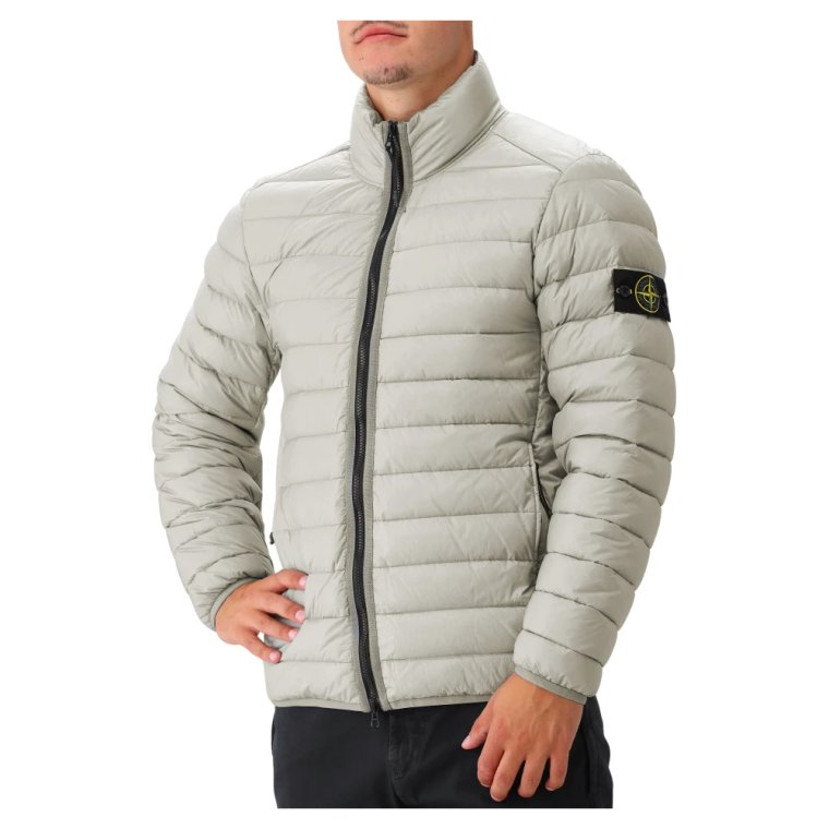 Zielono-Szara Kurtka Puchowa Włókna Komory Stone Island