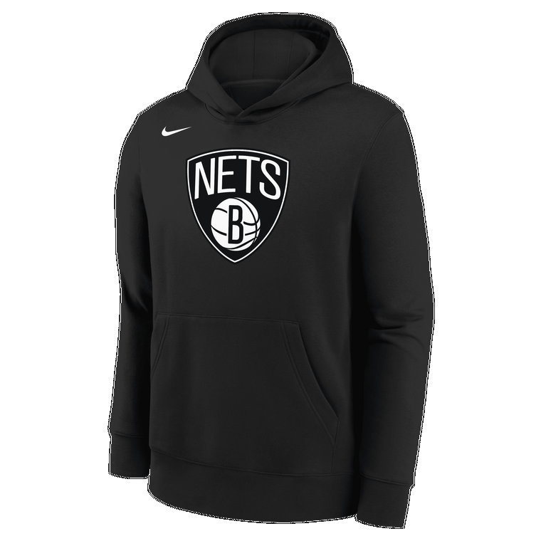 Dzianinowa bluza z kapturem dla dużych dzieci Brooklyn Nets Nike NBA - Czerń