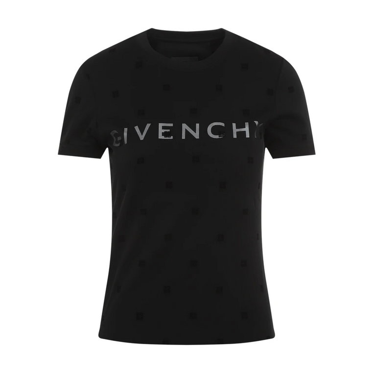 Czarna koszulka z szarym logo Givenchy