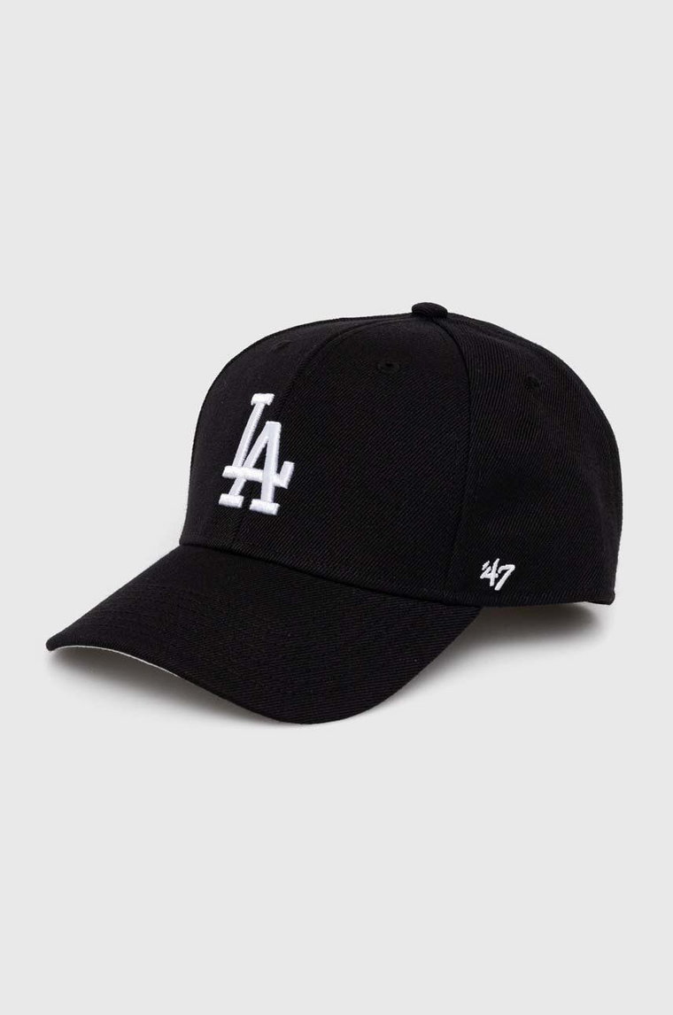 47 brand czapka z daszkiem z domieszką wełny MLB Los Angeles Dodgers kolor czarny z aplikacją BMVP12WBV