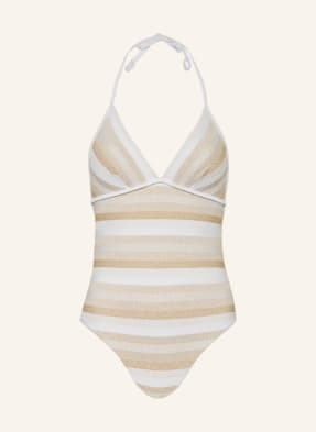 Max Mara Beachwear Strój Kąpielowy Wiązany Na Szyi Carina Z Błyszczącą Przędzą weiss