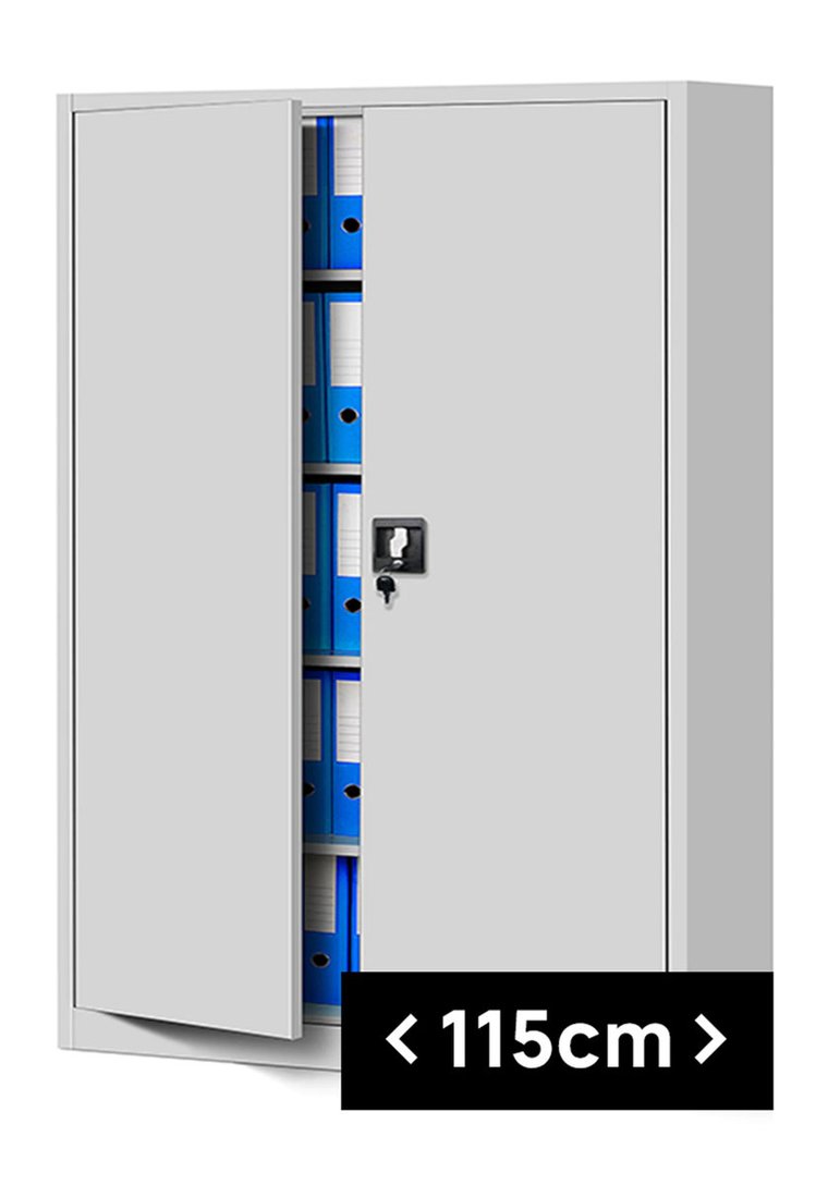 Szafa Metalowa JAN NOWAK Model JAN II 1150x1850x400 Biurowa Szafka Duża Na Akta: Szara Do Biura Na Dokumenty Segregatory Pojemna z Metalu W Kolorze ..