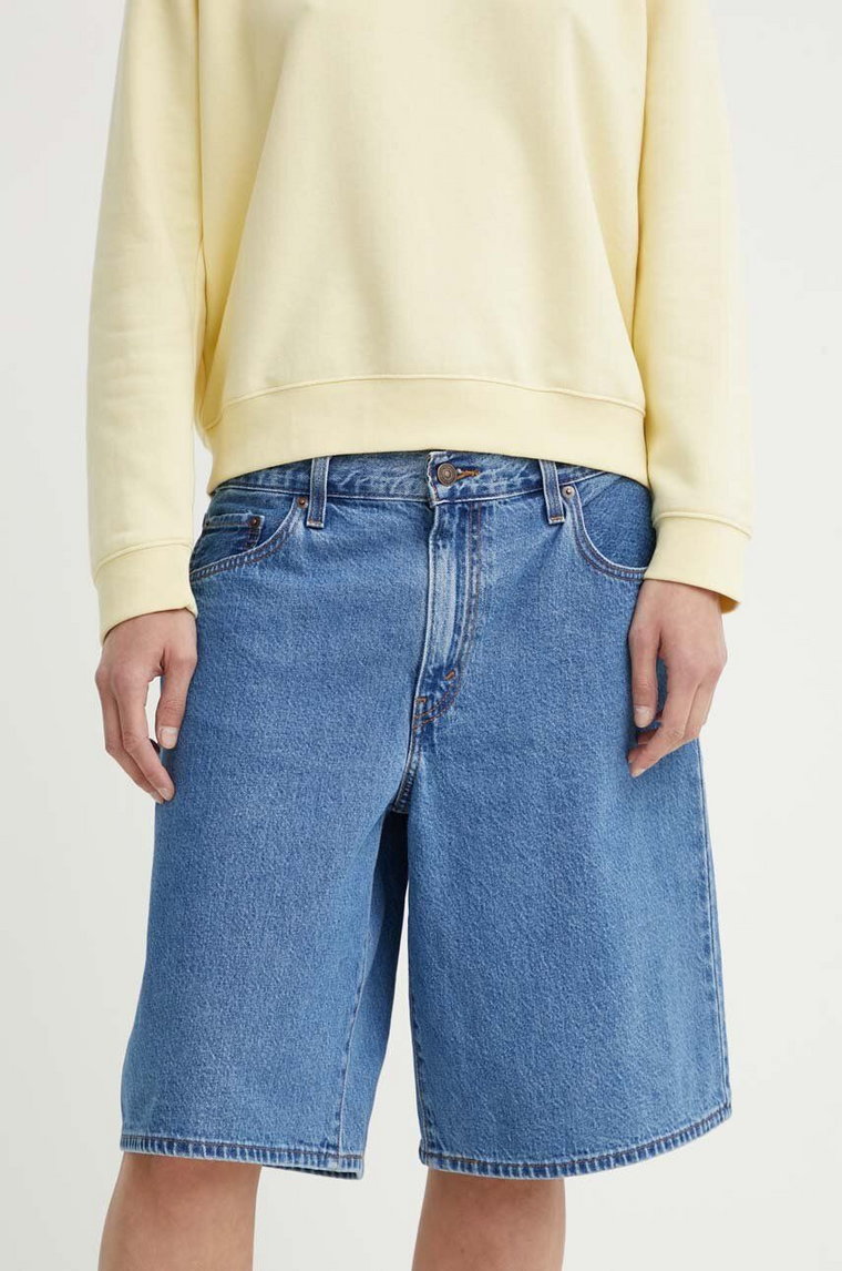 Levi's szorty jeansowe BAGGY DAD damskie kolor niebieski gładkie high waist 000MJ
