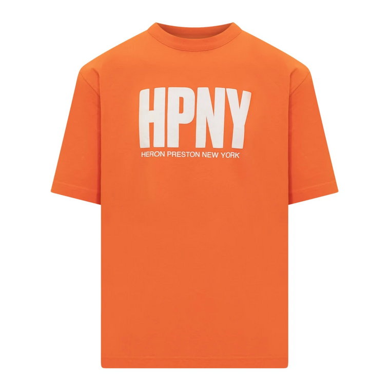 Pomarańczowy T-shirt z nadrukiem logo Heron Preston