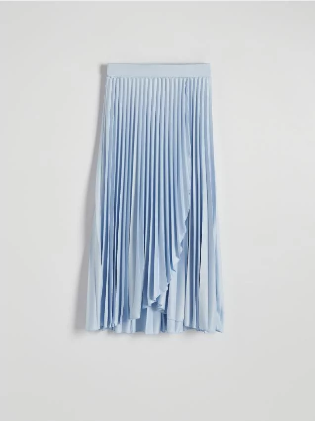 Reserved - Plisowana spódnica midi - jasnoniebieski