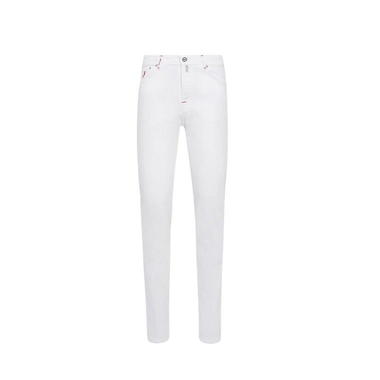 Białe wąskie jeansy z pięcioma kieszeniami Kiton