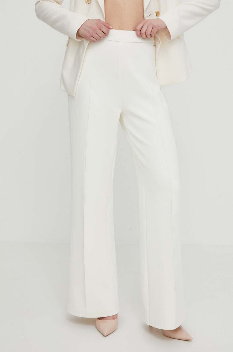 Calvin Klein spodnie damskie kolor beżowy szerokie high waist K20K207067