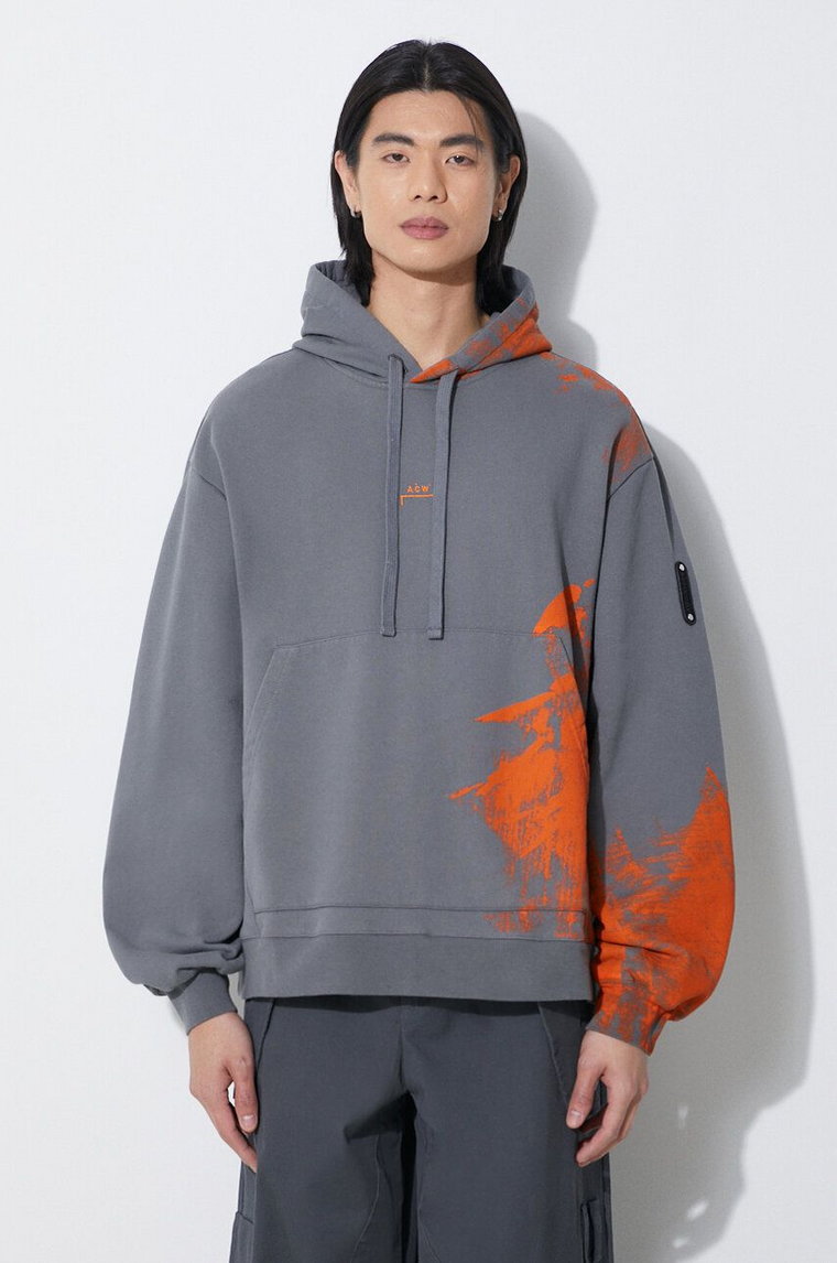 A-COLD-WALL* bluza bawełniana Brushstroke Hoodie męska kolor szary z kapturem z nadrukiem ACWMW183