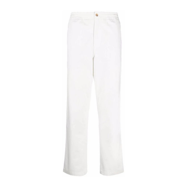 Białe spodnie z haftowanym logo Polo Ralph Lauren