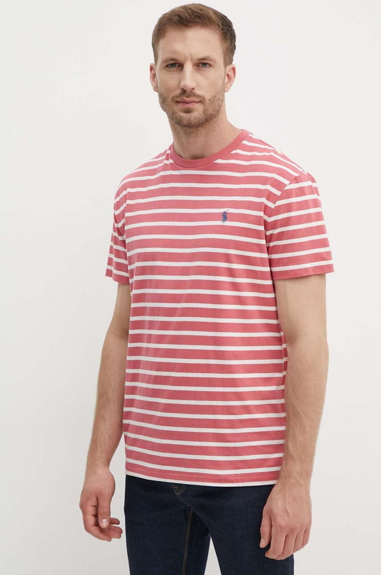 Polo Ralph Lauren t-shirt bawełniany męski kolor różowy wzorzysty 710934662