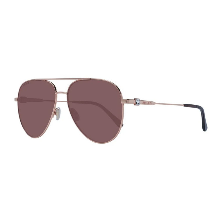 Rose Gold Aviator Okulary przeciwsłoneczne z Brązowymi Szkłami Gradientowymi Jimmy Choo