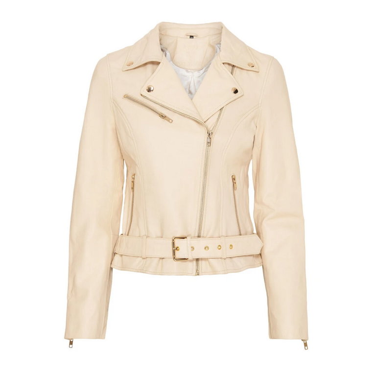 Biker Jacket Skind Ivory Light Gold Notyz