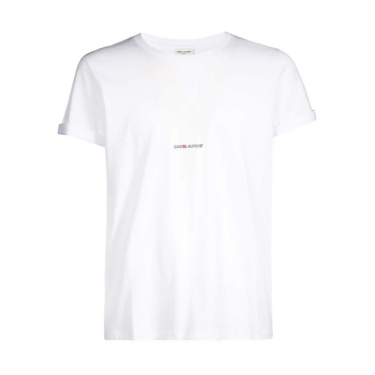 Biała Koszulka - Regular Fit - 100% Bawełna Saint Laurent