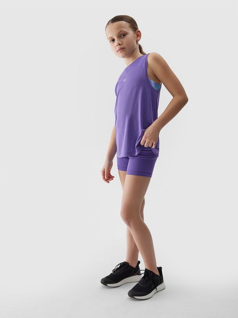 Legginsy krótkie sportowe dziewczęce - fioletowe