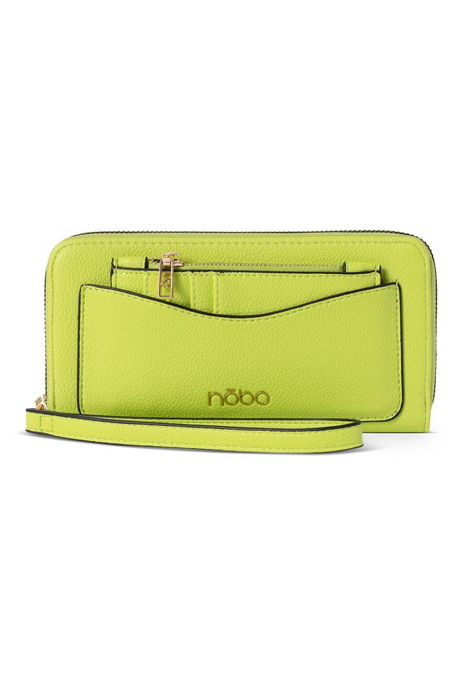 Limonkowy portfel NOBO z saszetką