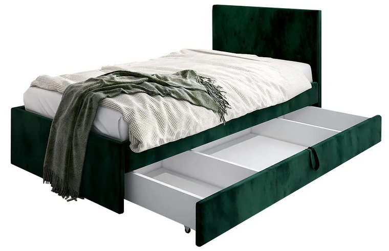 Zielone łóżko z szufladą na pościel Sorento 8X - 3 rozmiary