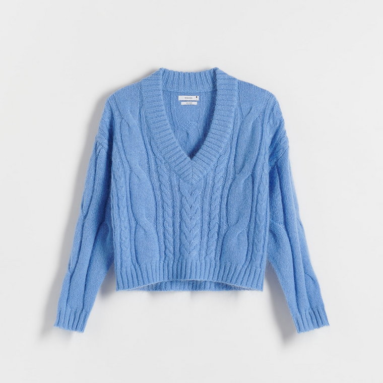 Reserved - Sweter z wełną - niebieski