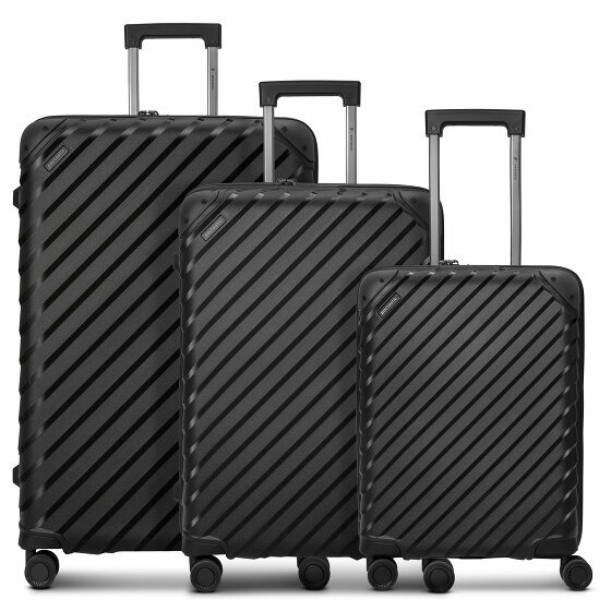 Pactastic Kolekcja 03 Zestaw walizek na 4 kółkach, 3 sztuki, z elastycznym zagięciem black metallic