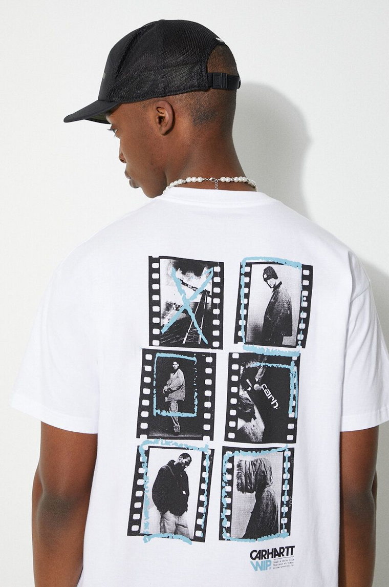 Carhartt WIP t-shirt bawełniany S/S Contact Sheet T-Shirt męski kolor biały z nadrukiem I033178.02XX